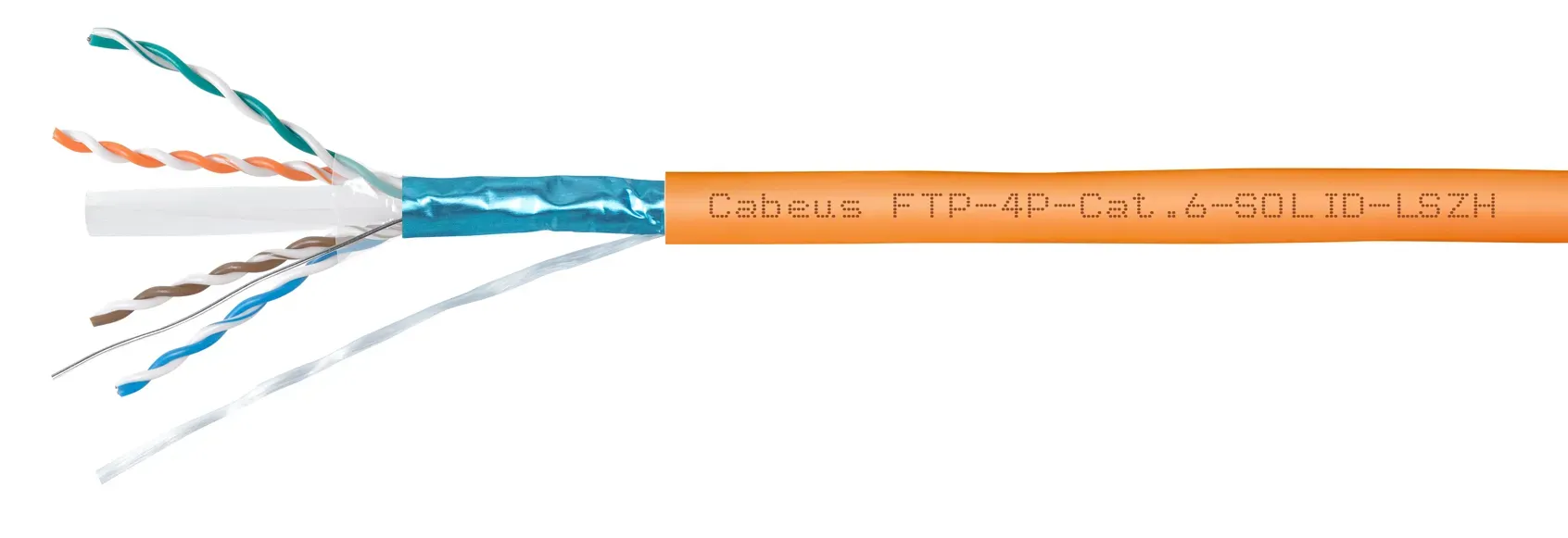 Витая пара экранированная FTP (F/UTP), категория  6, 4 пары (23 AWG), одножильный, для внутренней и внешней прокладки, LSZH-UV, (305 м)