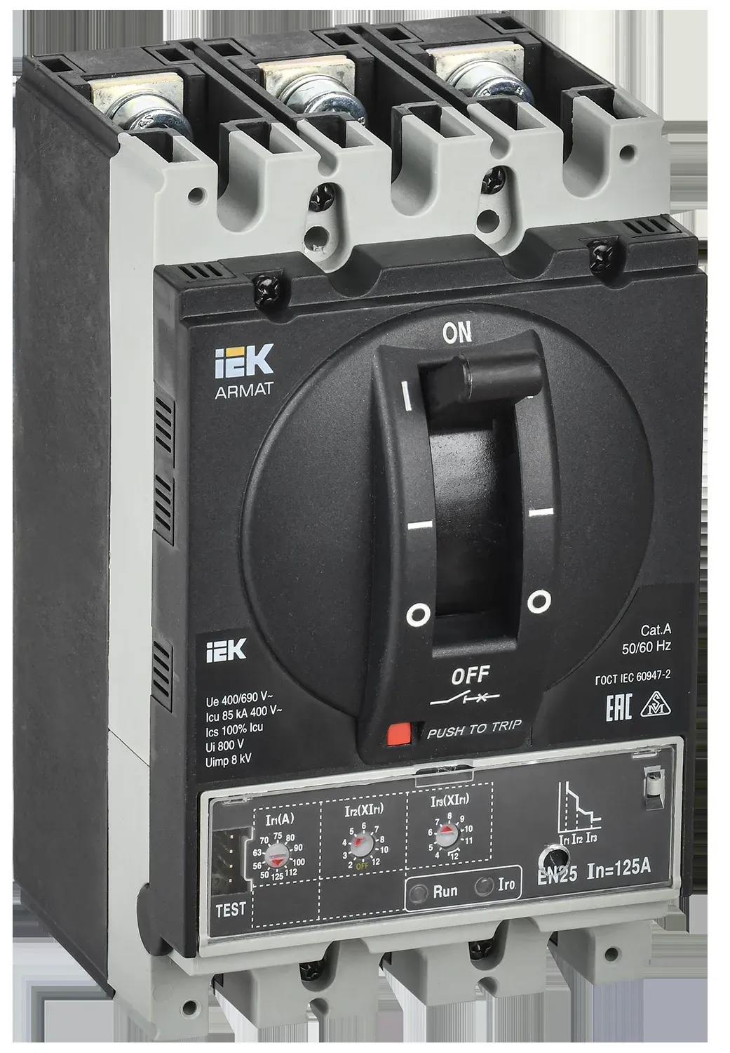 Armat автоматический выключатель в литом корпусе 3p типоразмер a 85ка 125а расцепитель электронный стандартный IEK AR-MCCB-3A-085-0125A-ELSC