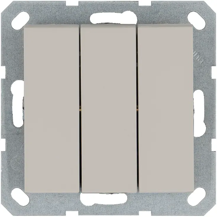 Выключатель трехклавишный 10A 250V~ с накладкой, цвет Тауп Jasmart G3031T