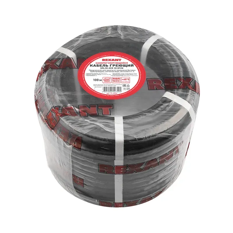 Кабель греющий саморегулирующийся  SRL30-2CR, экранированный, 30 Вт/1 м, 100 м, REXANT REXANT 51-0206