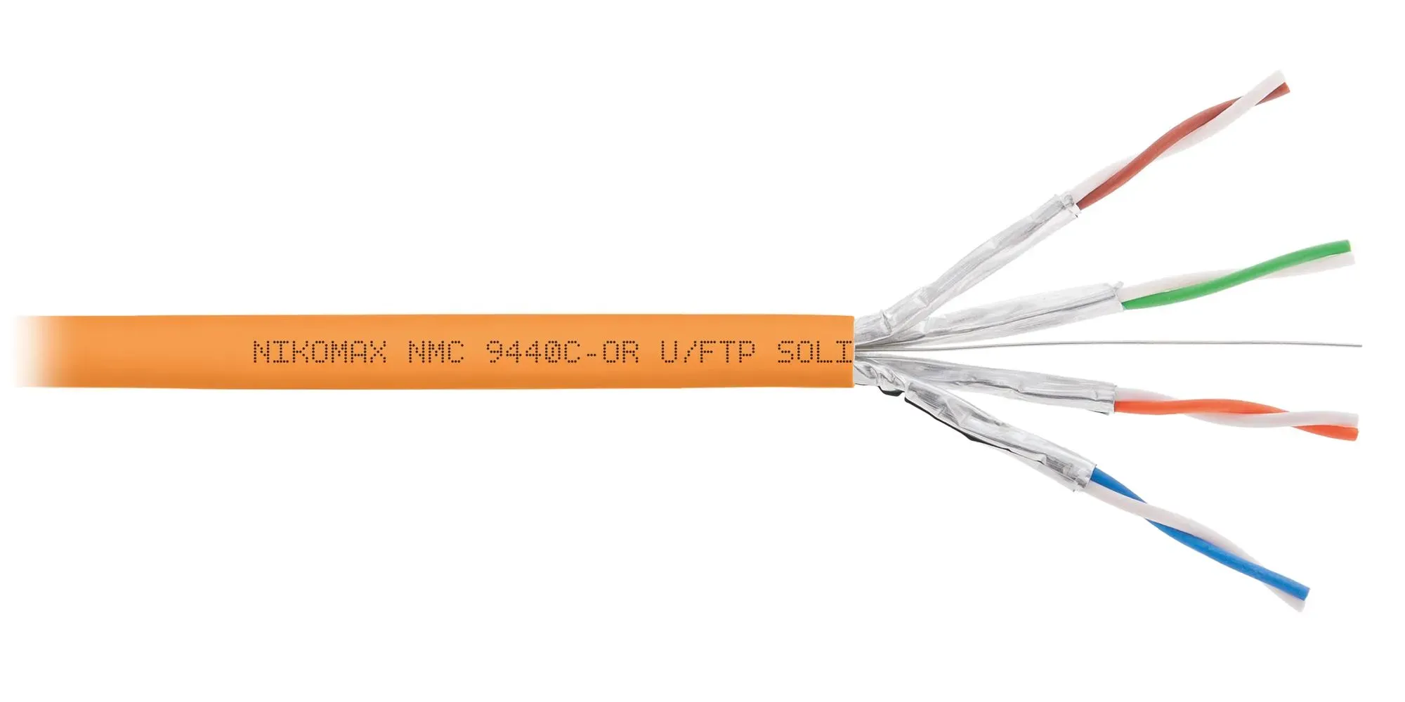 Витая пара U/FTP 4 пары Кат 6 solid BC AWG23 (0.57мм) IN LSZH нг(А)-HF оранжевый 305м