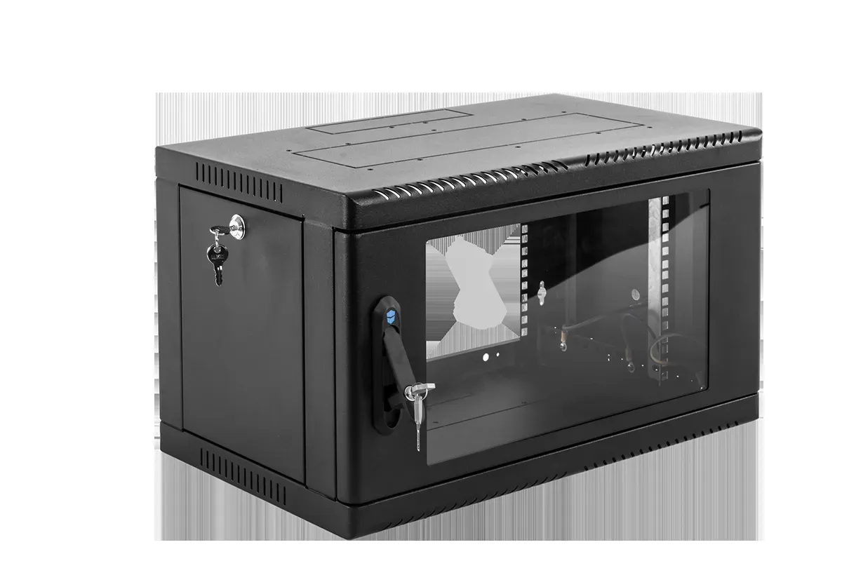 Шкаф телекоммуникационный настенный сварной 6u (600 х 350) съёмные стенки, дверь стекло, чёрный ЦМО ШРН-6.350-9005