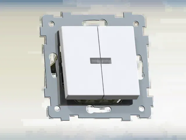 Аксиома Механизм выключателя двухклавишного скрытой установки с индикацией С510-450, белый Кунцево 121010