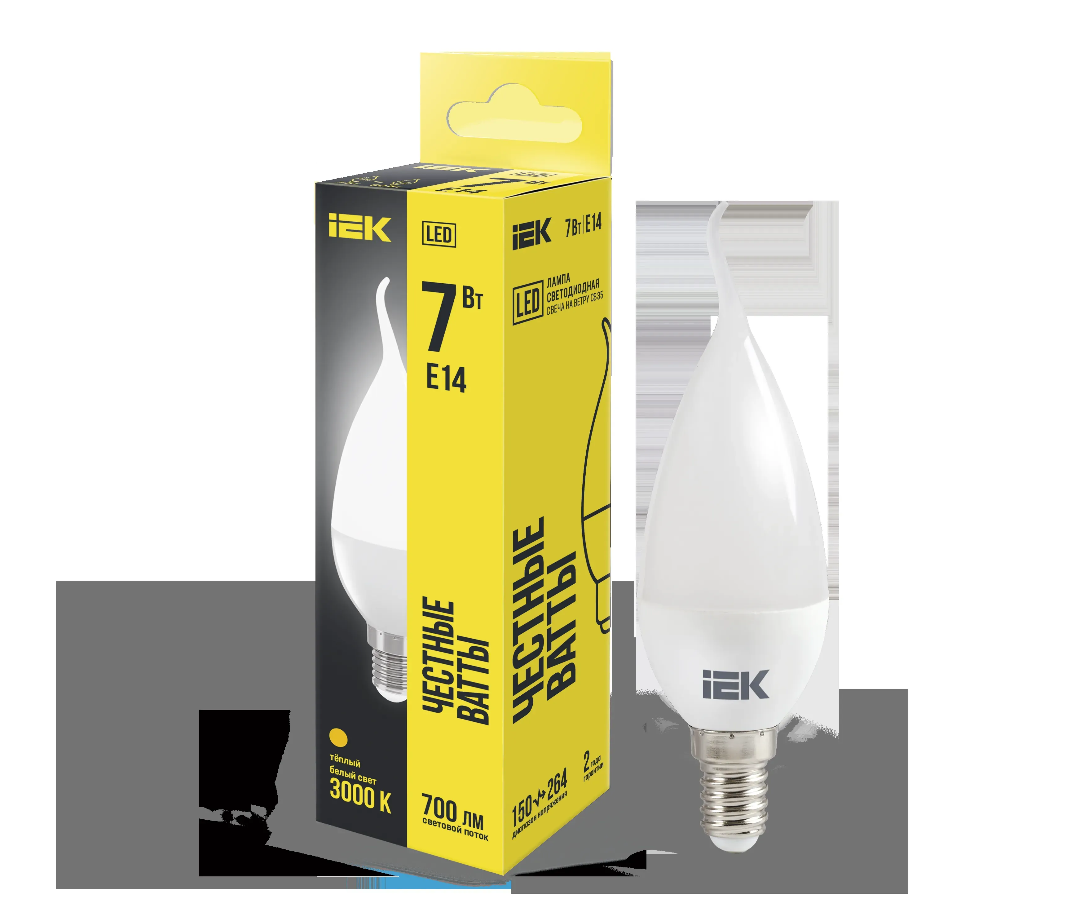 Лампа светодиодная cb35 свеча на ветру 7вт 230в 3000к e14 iek IEK LLE-CB35-7-230-30-E14