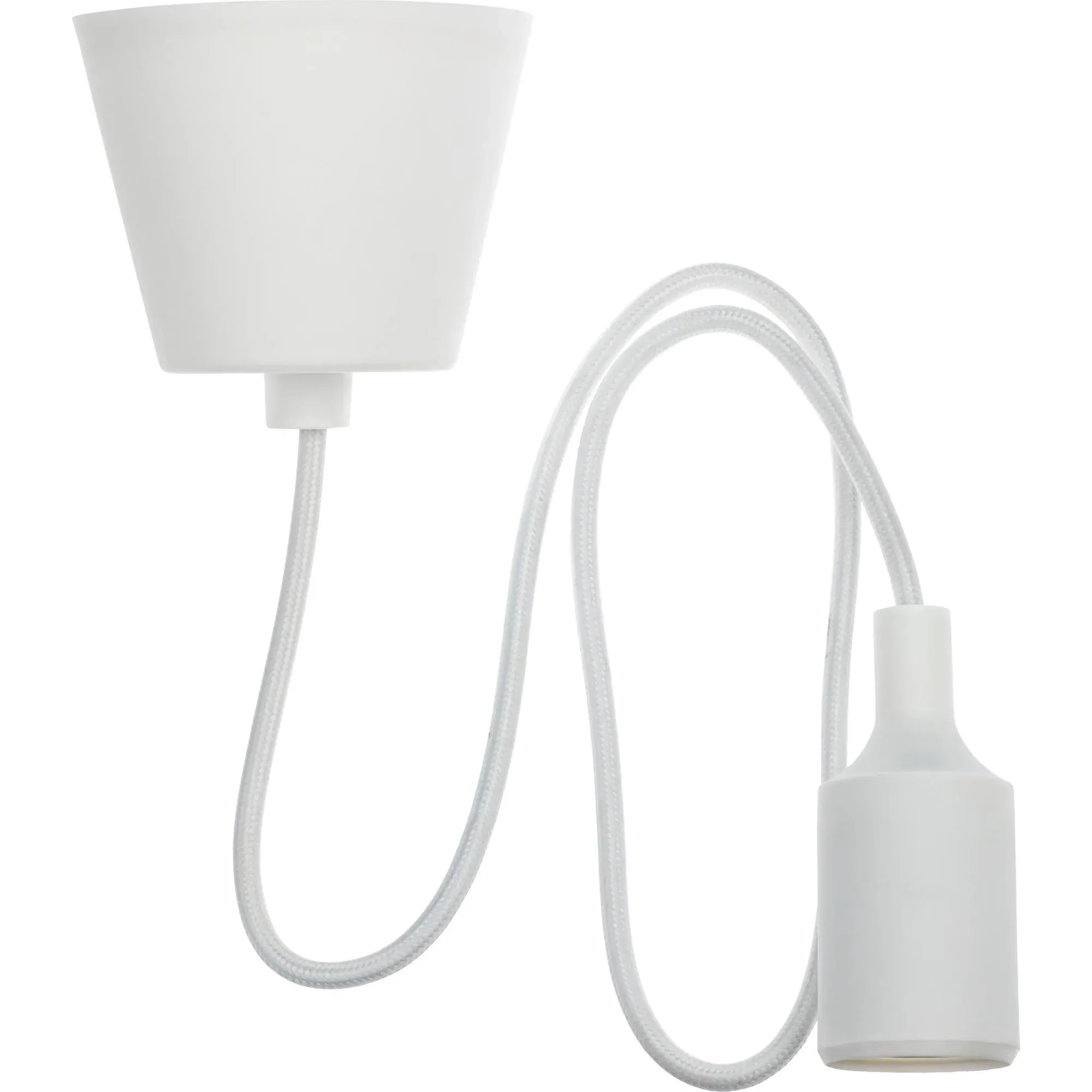 Патрон Е27 пластиковый с подвесом 1м, белый, 24642 8, REV RITTER 24642 8