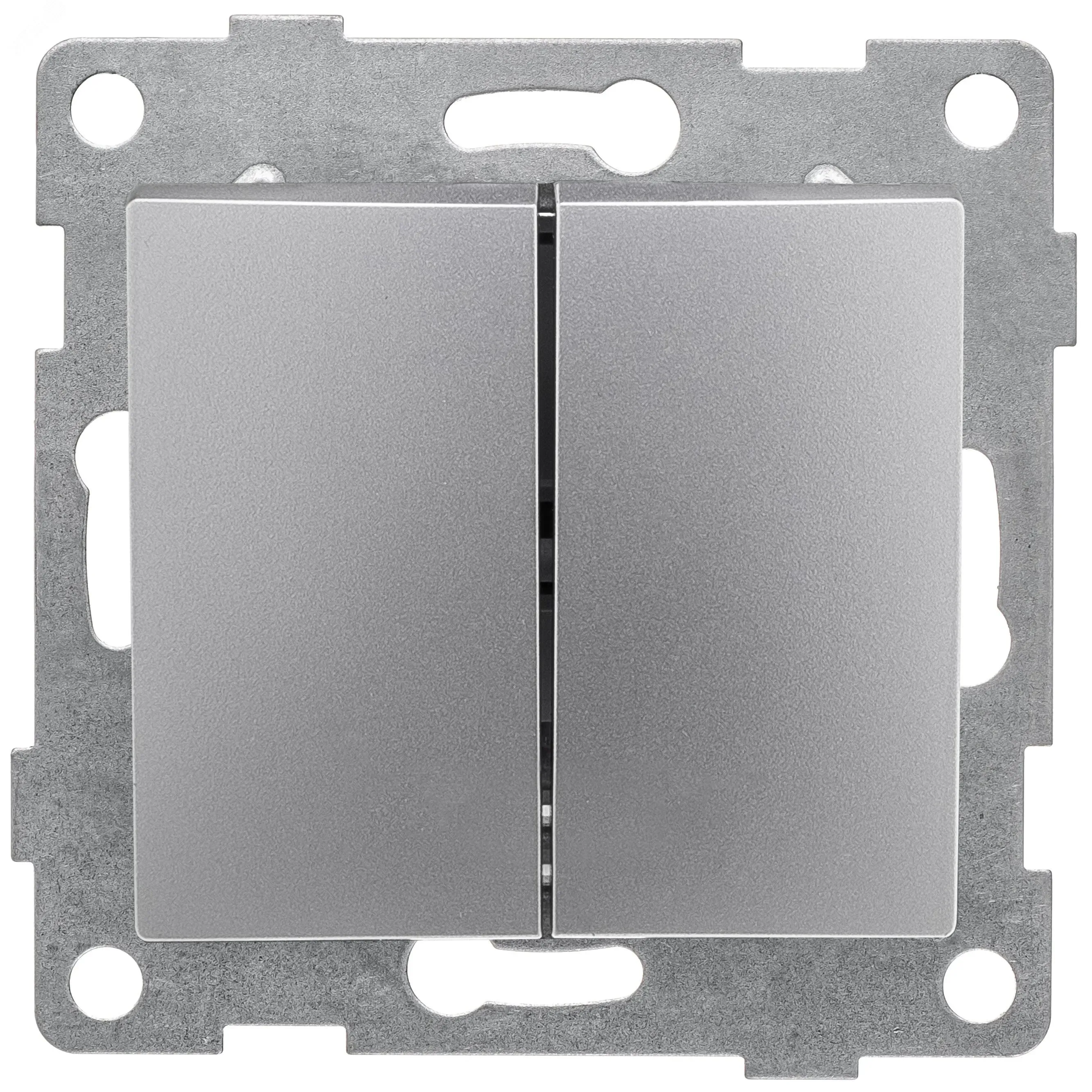 GUSI Bravo механизм выключателя 2кл., скрытая  установка,  10А, 250В. Цвет: серебро. GUSI Electric С10В2-004