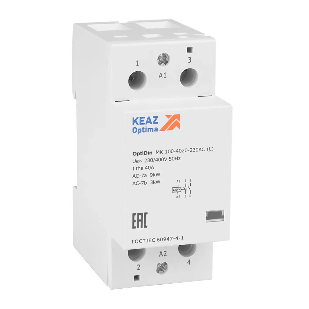 Контактор модульный OptiDin MK-100-4020-230AC (L) КЭАЗ Optima (от-ка) 343732