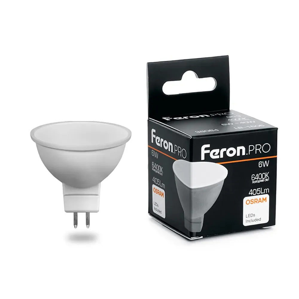 Лампа светодиодная LED 6вт 230в GU5.3 дневной Feron.PRO FERON 38085