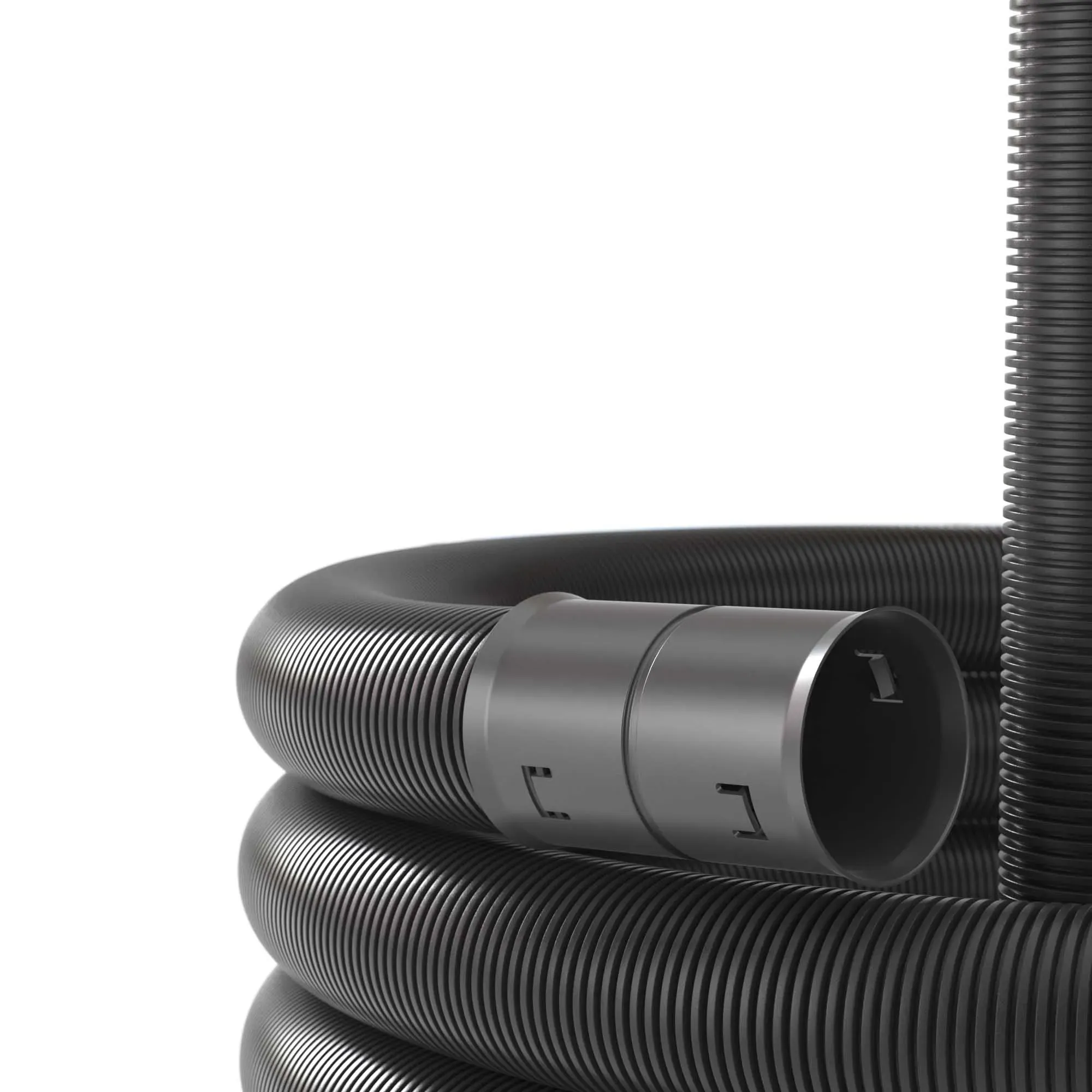 Усиленная двустенная труба пнд гибкая для кабельной канализации д.110мм без протяжки, sn15, 750н, в бухте 100м, цвет черный ДКС 120511A100