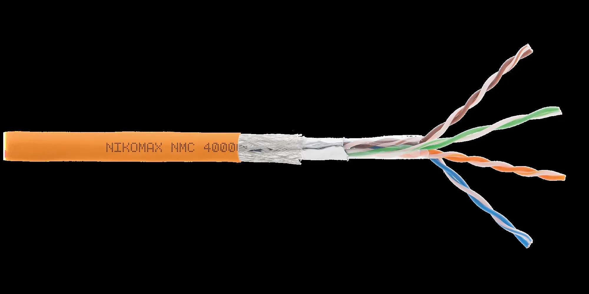 Витая пара SF/UTP 4 пары Кат 5e solid BC AWG24 (0.51мм) IN LSZH нг(А)-HF оранжевый 305м