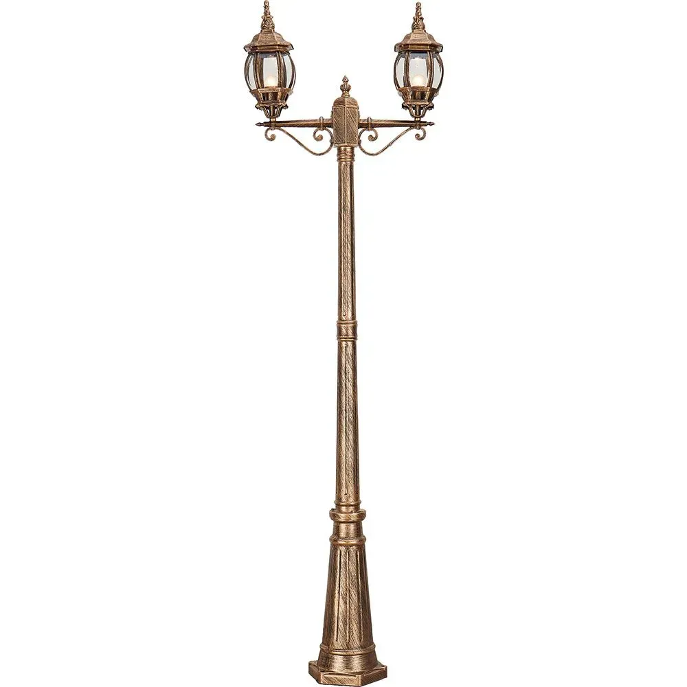 Светильник НТУ-2х100w столб-2.29м Е27 IP44 черное золото FERON 11242