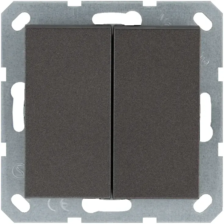 Выключатель двухклавишный проходной 10A 250V~ с накладкой, цвет Мокко Jasmart G3022Z