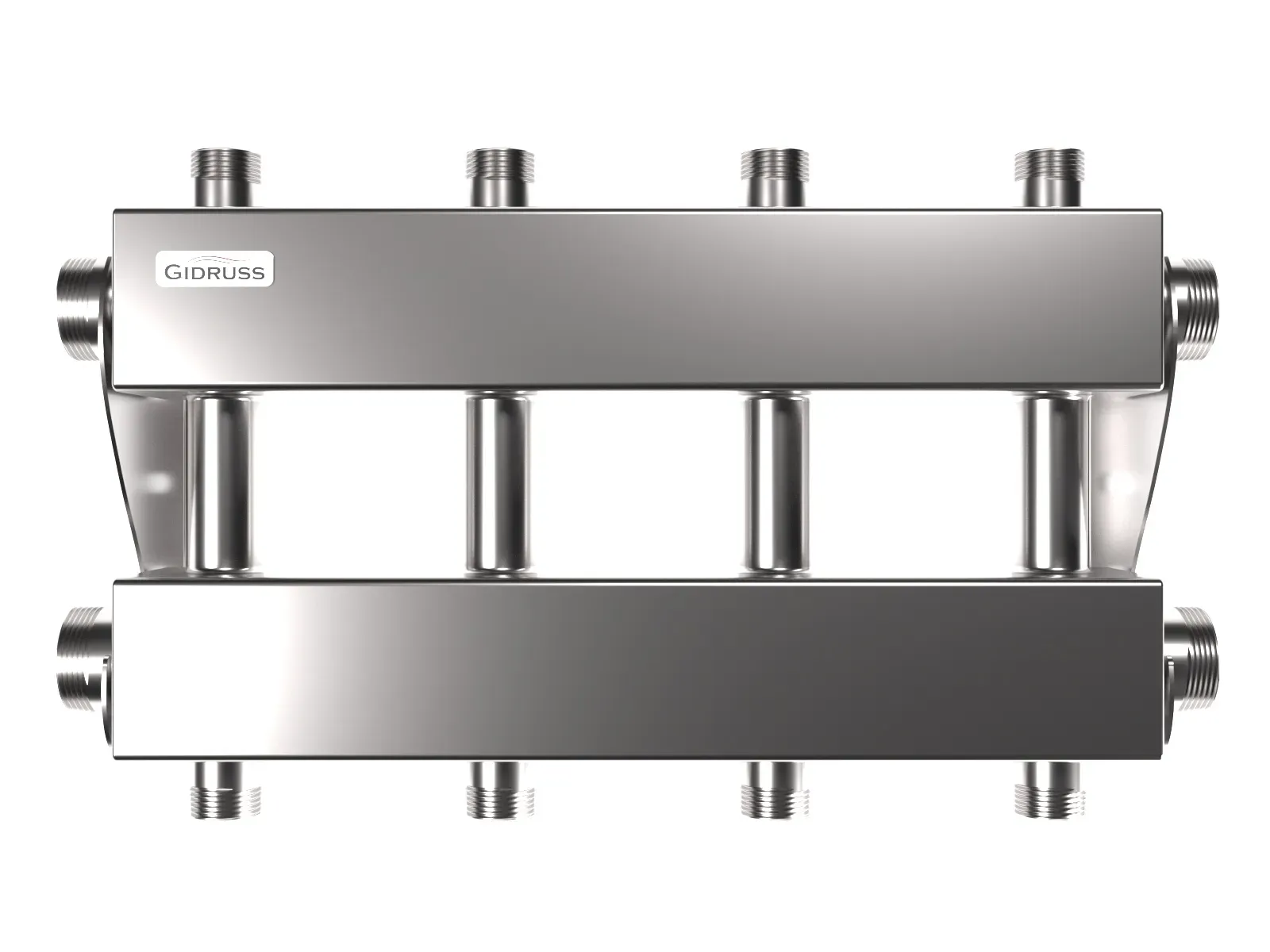 Коллектор модульный MKSS-150-4DUx25 на 4 контура G 1', 2 магистрали G 1 1/2', до 150 кВт, нерж. сталь Gidruss 1R 01503 17