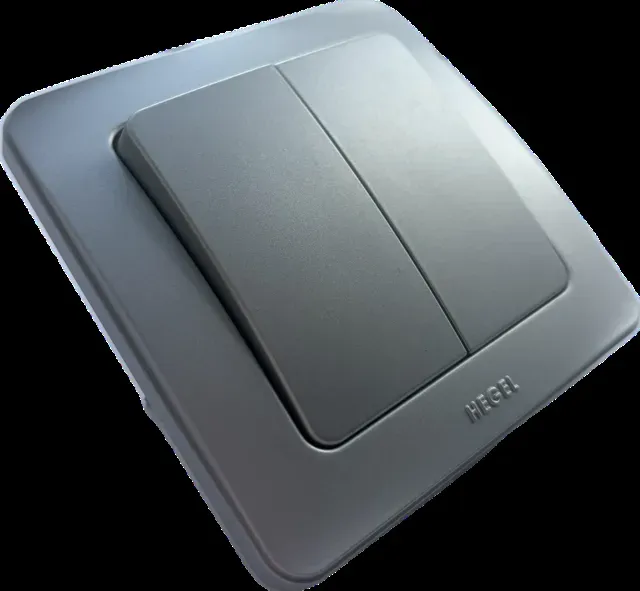 Выключатель двухклавишный скрытый серебро 10А HEGEL ВС10-351-06