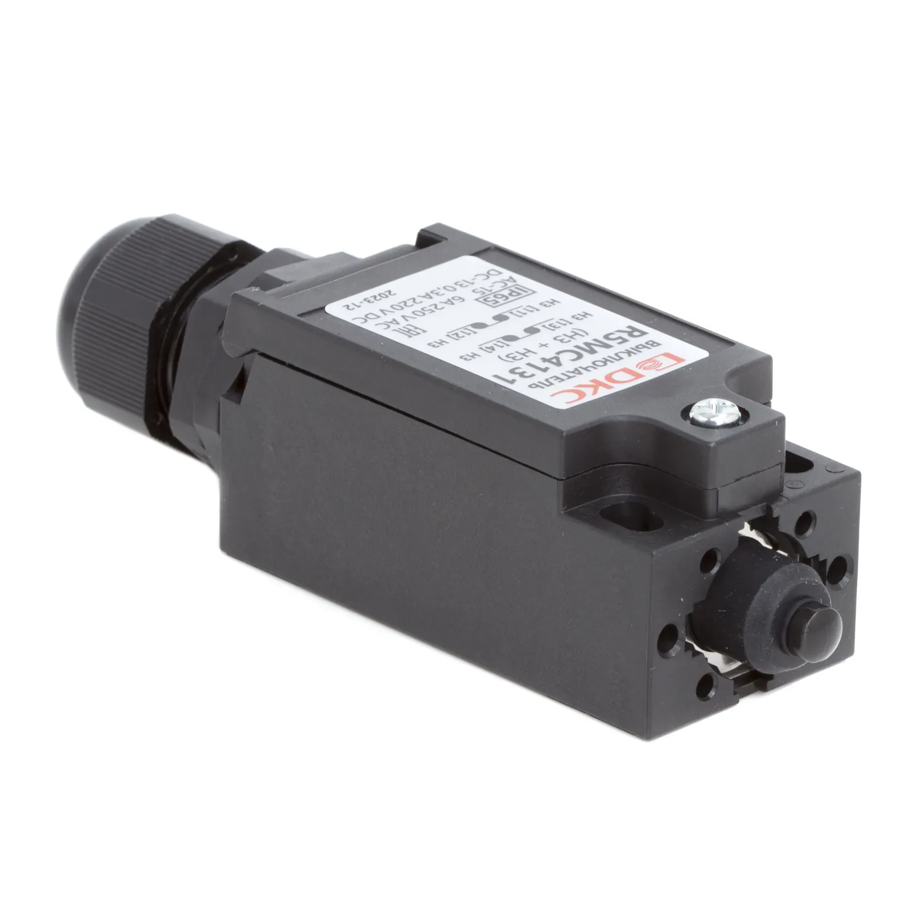 Концевой выключатель с двумя нормально закрытыми  контактами (NC+NC). Исполнение с кнопкой. DKC R5MC4131