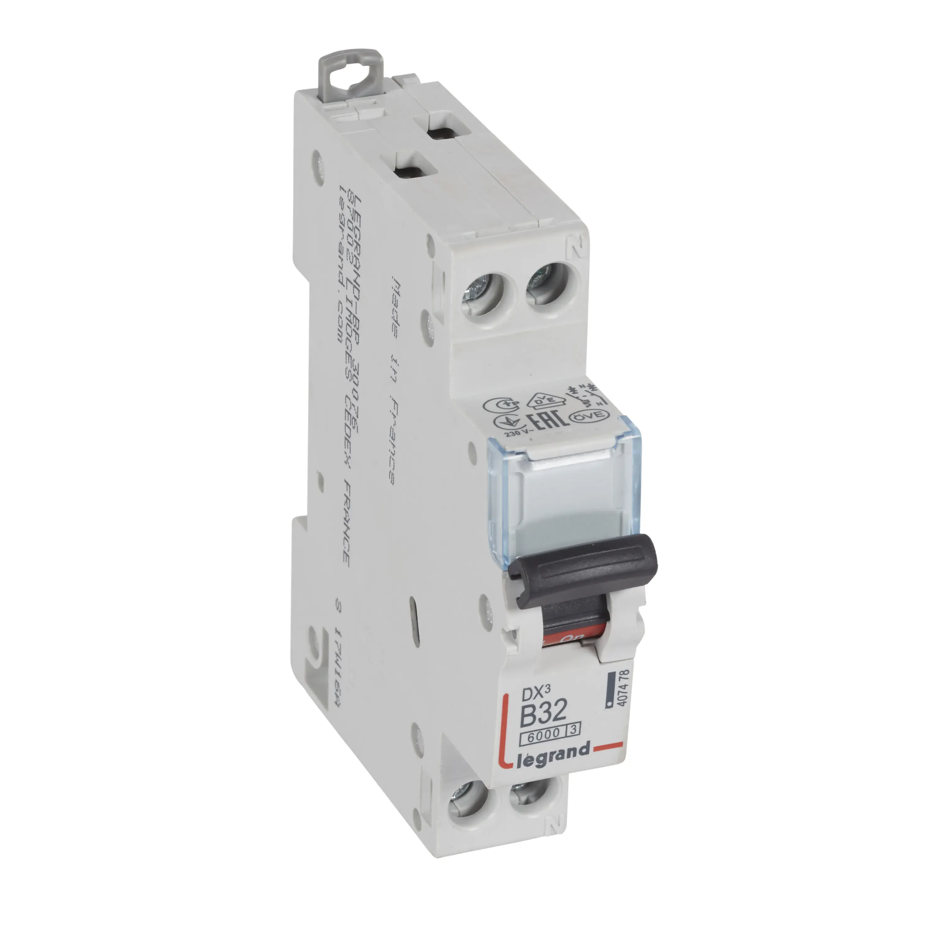 Выключатель автоматический двухполюсный 1п+n 32а в dx3 6kа/10ка LEGRAND/DACCORD 407478