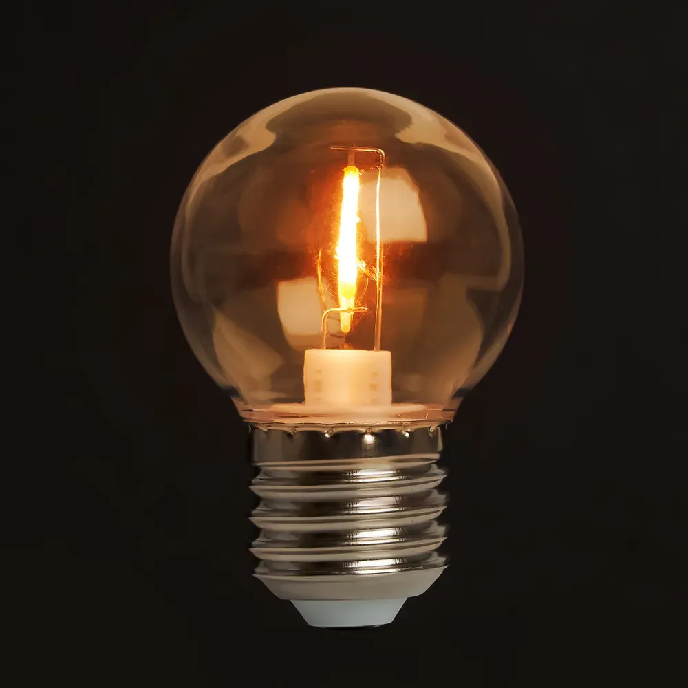 Лампа светодиодная LED 2вт Е27 оранжевый шар филамент