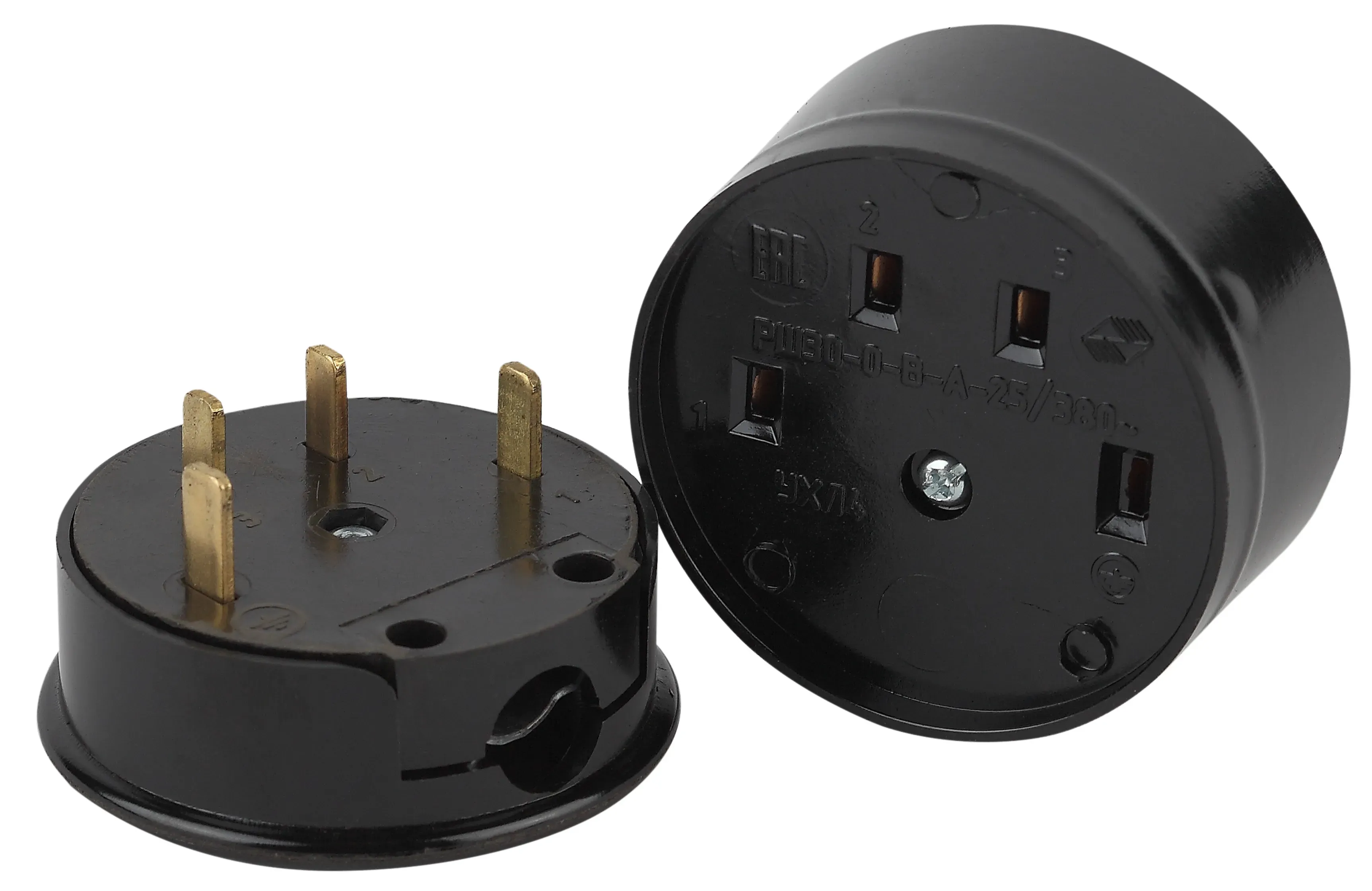 Соединитель intro электрический 3p+n (сэ 30-в-а-25/380), 25а-380в, оу, карболит (6/36/1080), (разъем рш-вш 25а 380в 3p+pe(оу)) ЭРА Б0050374