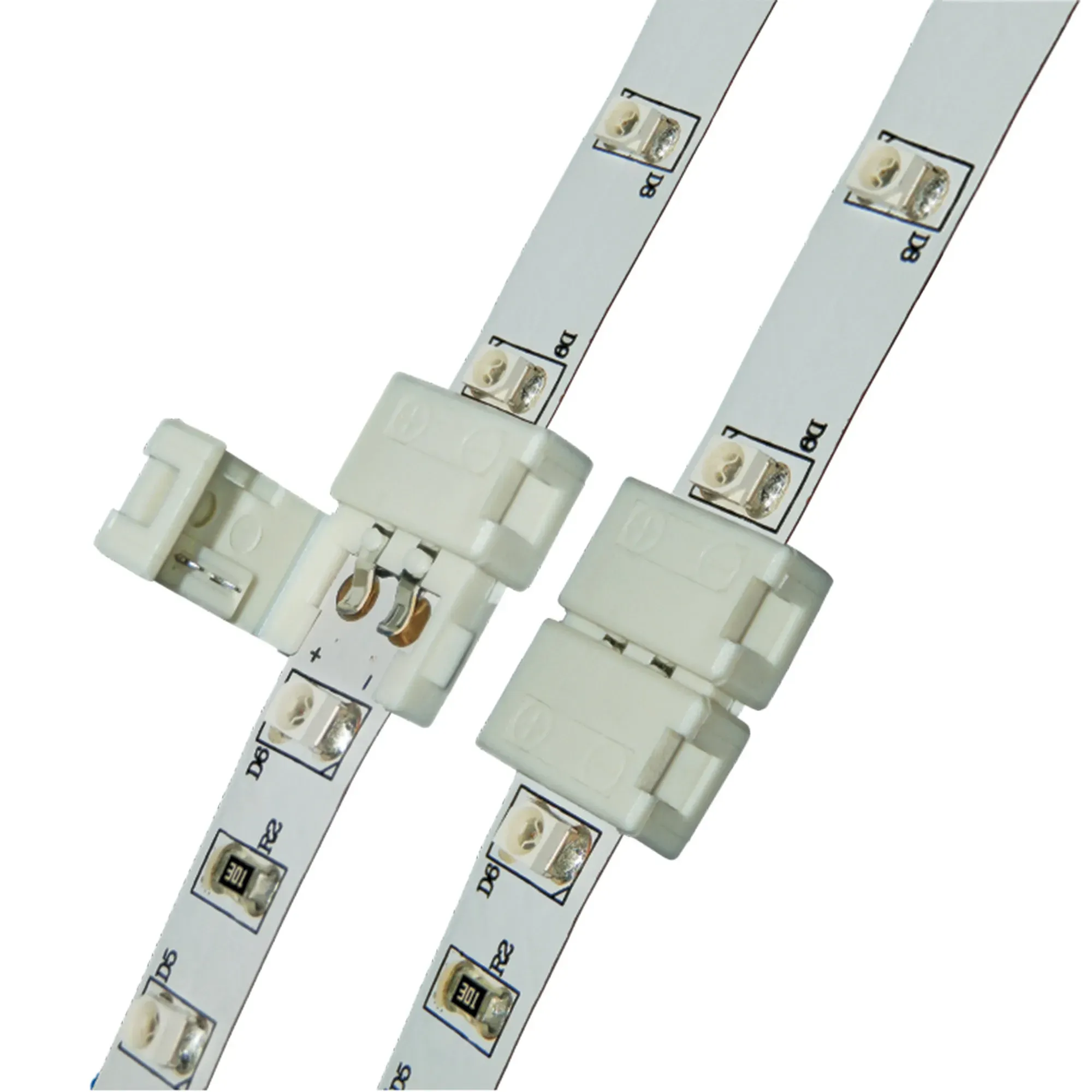 Клемма соединительнаяUTC-L-2/A20-NNN WHITE 020 POLYBAG для светодиодных лент 2835(3528), 2 контакта. IP20. Белый. 20штук в пакете. TM Uniel Uniel 6605