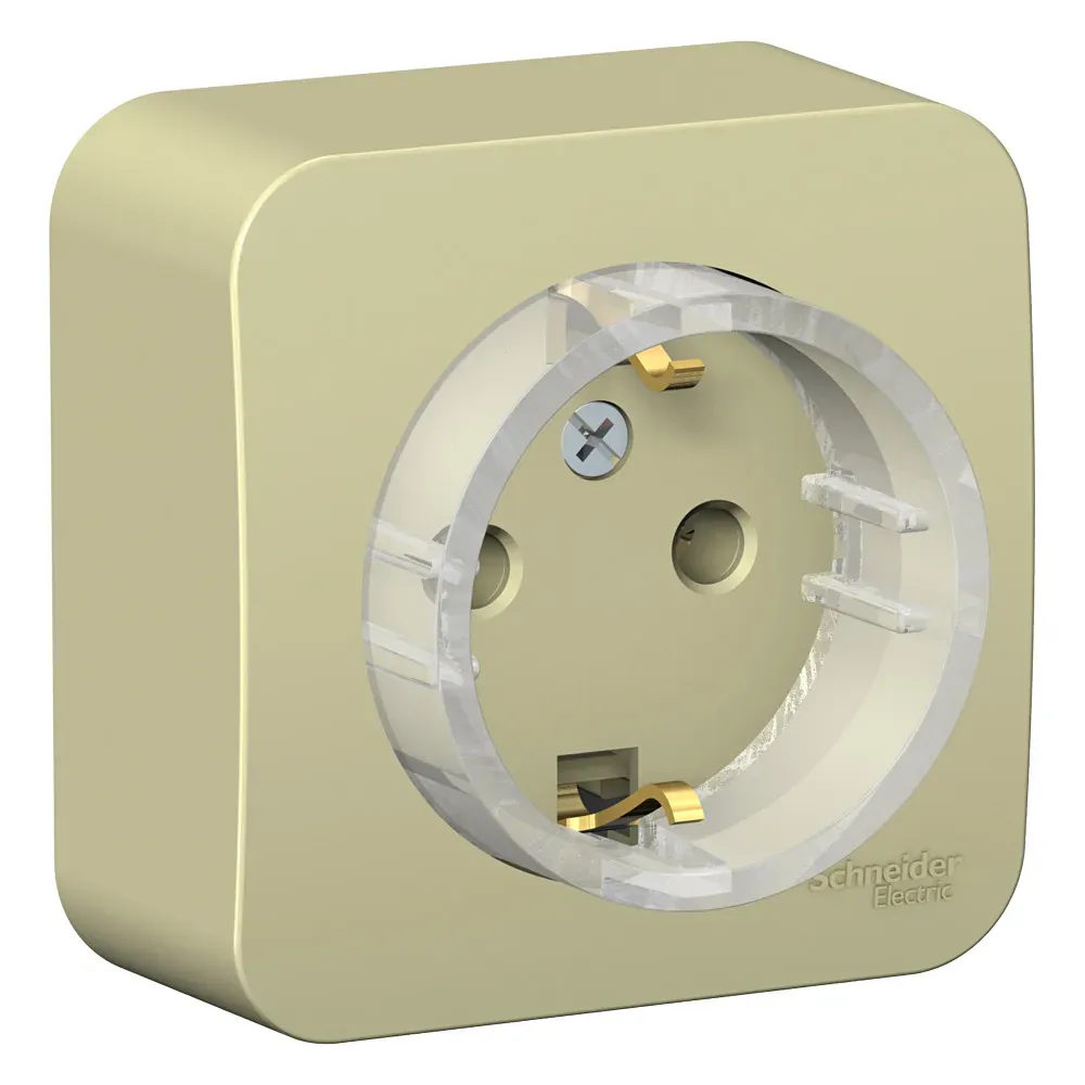 Розетка открытой установки BLANCA с заземлением без шторок, (компакт), с изолирующей пластиной, 16А, 250В, бежевый SE (Потенциал) BLNRA110117