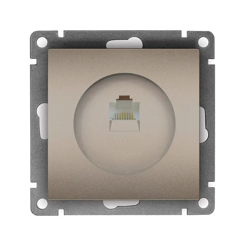 Розетка компьютерная одноместная серия Афина, с/у, 1А, RJ45, шампань (еврослот) Универсал A0051-Br