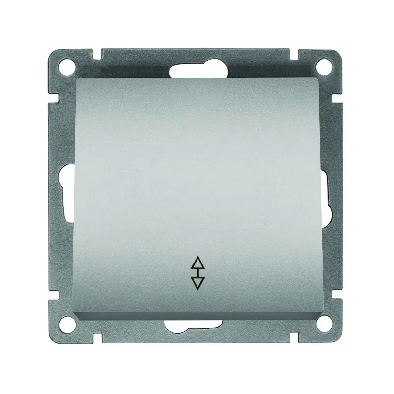 Выключатель проходной одноклавишный серия Афина , с/у, 10А, 220В, серебро (еврослот) Универсал A0025-S