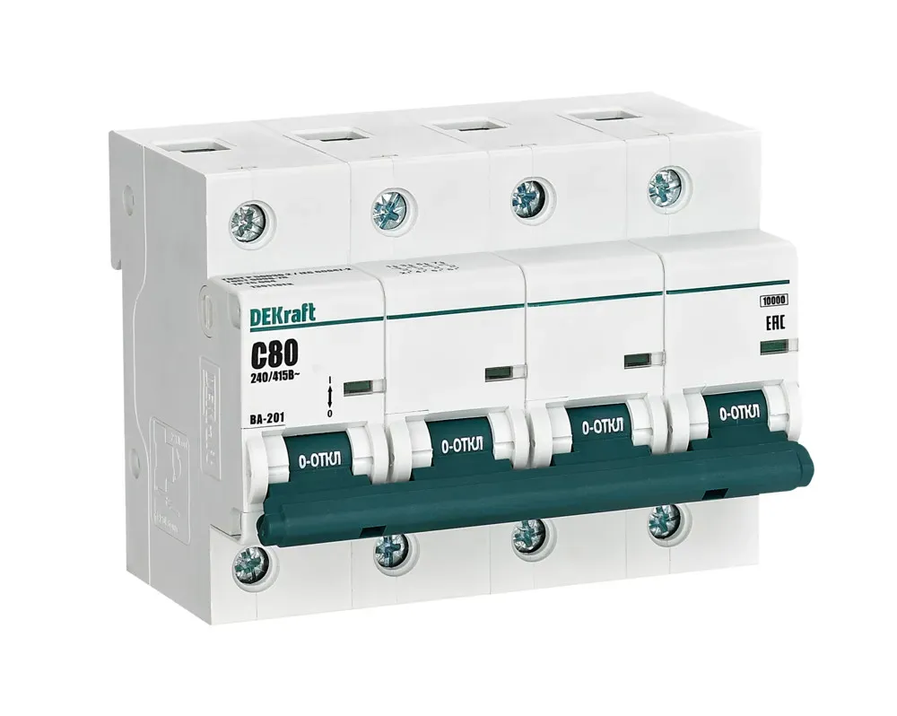 Выключатель автоматический четырехполюсный 80А С ВА-201 10кА SE (Dekraft) 13011DEK