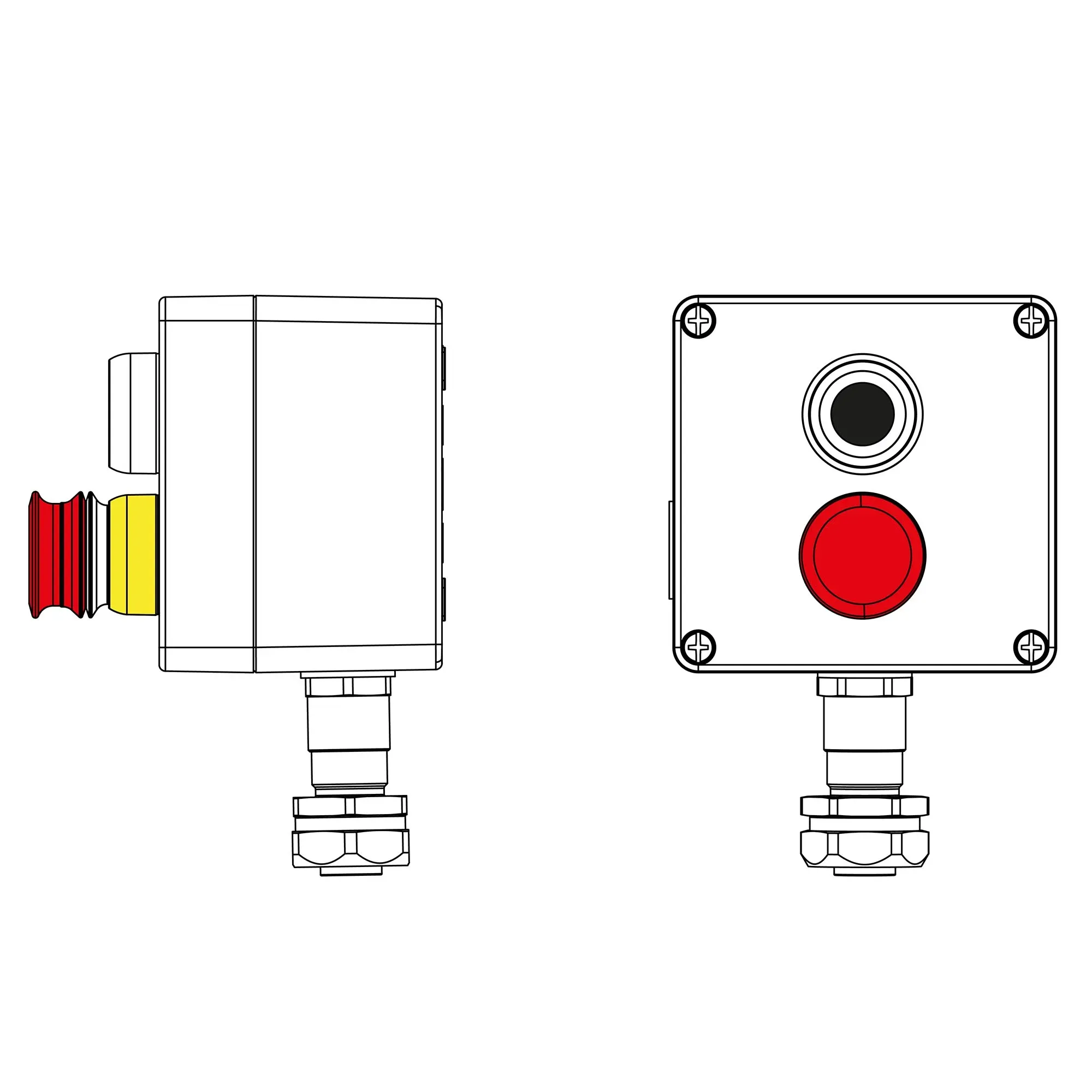 Взрывозащищенный пост управления из алюминия CPE-A-12-(1xP1B(11)-1xP6E(11))-1xKAEPM2MHK-20(C)1Ex d e IIC Т5 Gb / Ex tb IIIC T95°C Db IP66 DKC 2201.121.22.120N