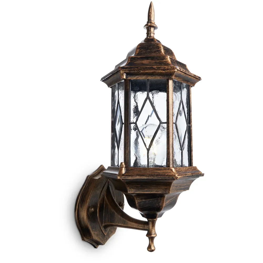 Светильник НБУ-60w вверх Е27 IP44 черный/золото FERON 11343