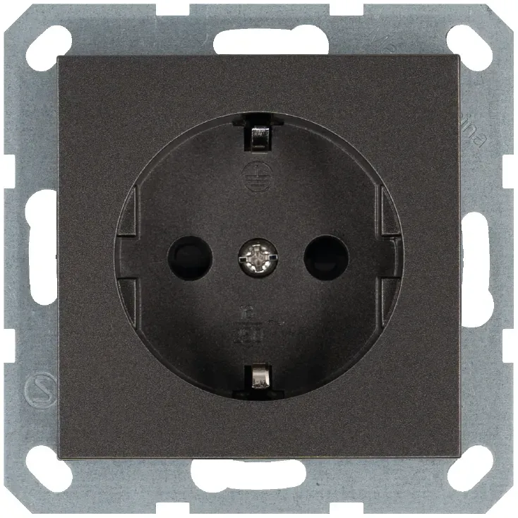 Розетка Schuko с защитными шторками 16A 250V~ 2P+T, цвет Мокко Jasmart G5501Z