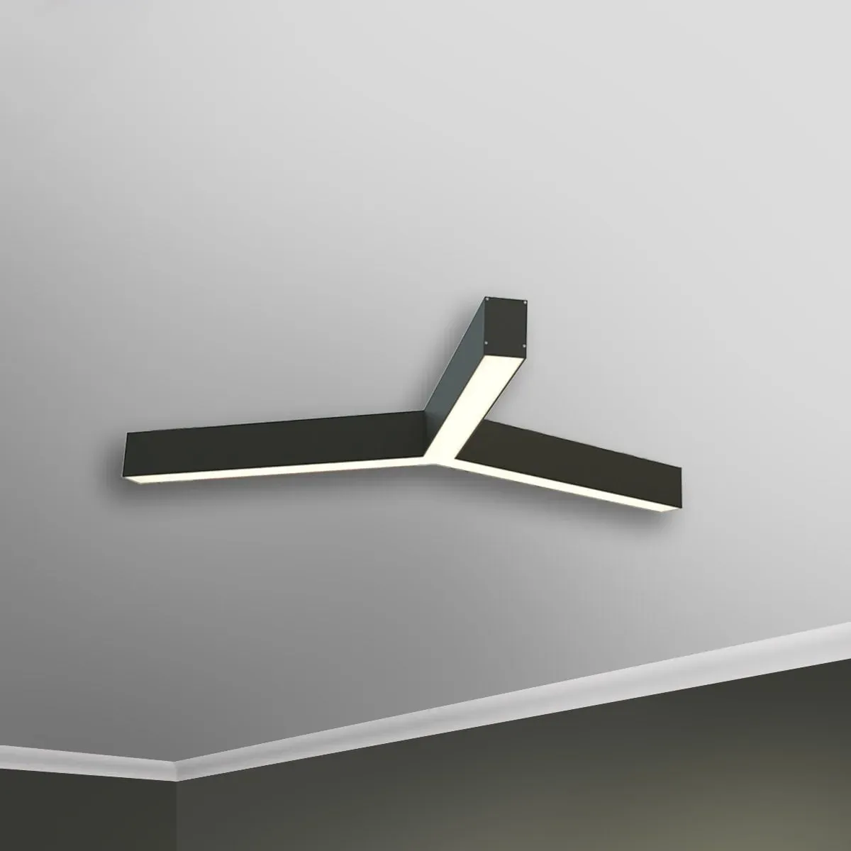 Светильник светодиодный RVE-PLS5070-TRINITY-1289-N (Трехлучевой крест 1289х1117х70мм сег. 730мм 50x70мм 56Вт накладной 4000K Анод) RVElektro RVE00001846