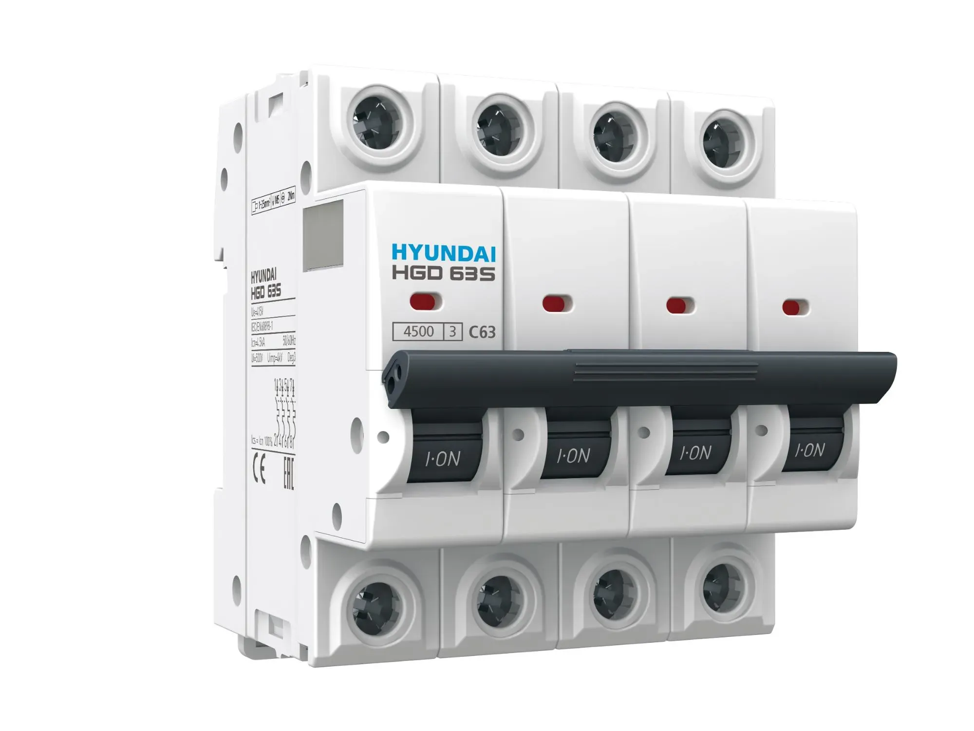 Выключатель автоматический модульный 3п+n 5а b 4,5ка standard hgd HD HYUNDAI ELECTRIC HGD63S3NMBS0000C00005_C