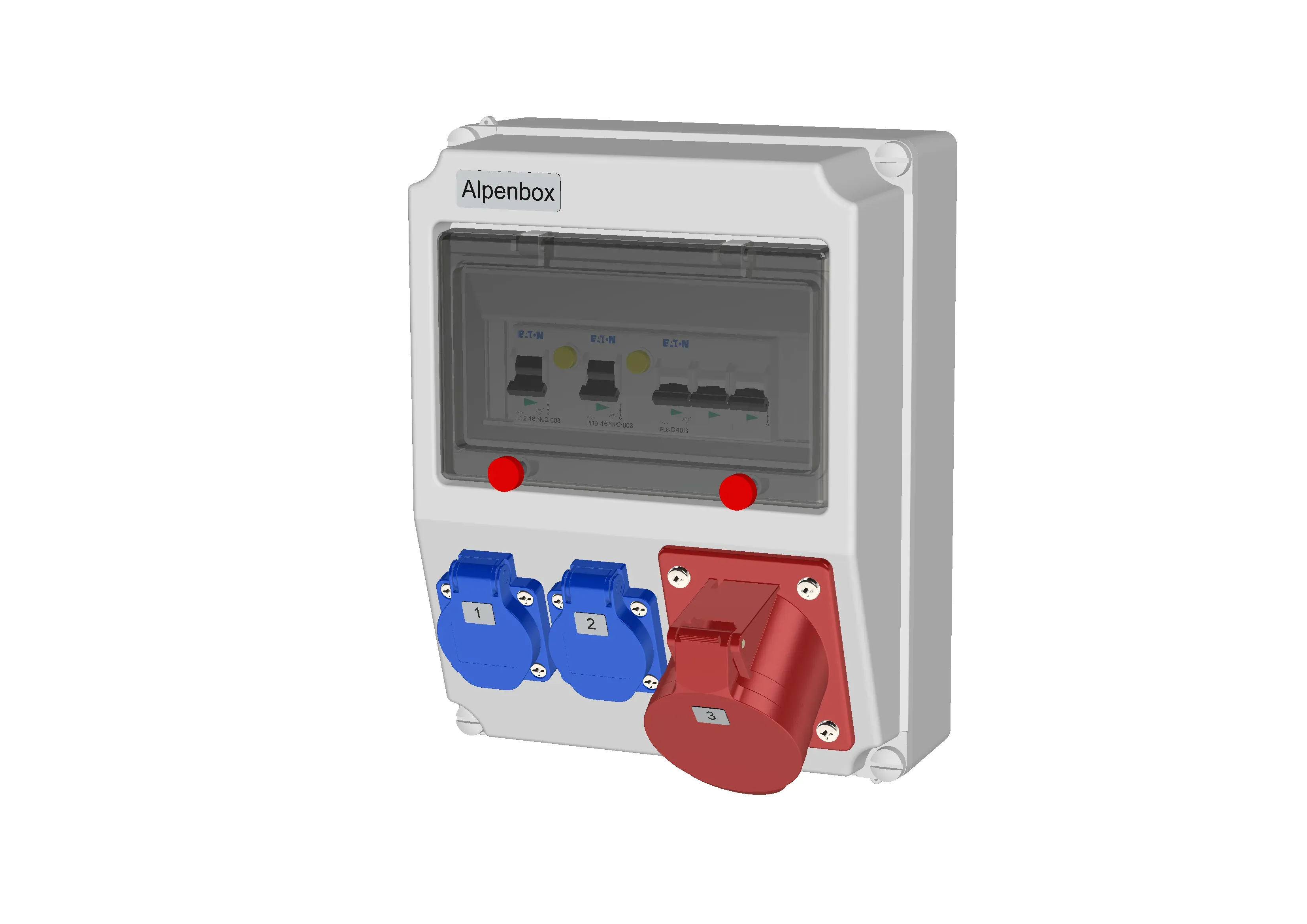 Устройство распределительное 00 2хSHUKO16А250В 1хСЕЕ32А4п с защитой, 222х284х122, настенное, пластик, IP44 AlpenBox 00-00032143