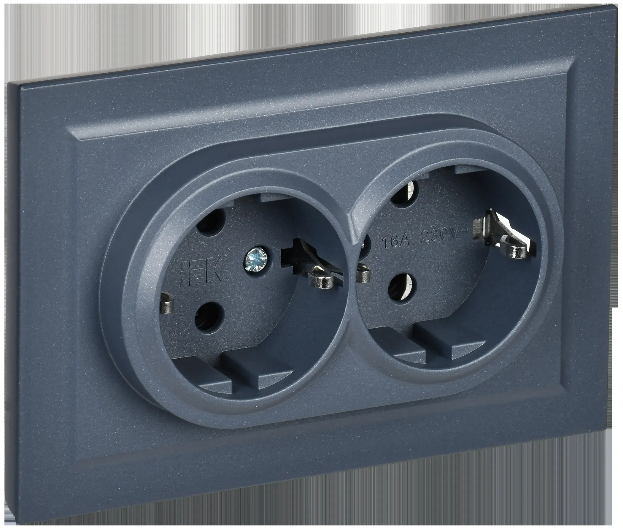 BRITE Розетка двойная с заземлением без защитных шторок 16А в сборе РС12-3-БрМ маренго IEK BR-R21-16-K35-F