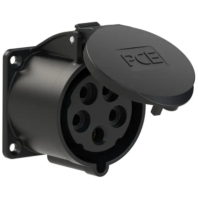 Розетка встраиваемая 32а/400v/3p+n+e/ip44, черная, фланец 70x70 ALPENBOX 00-00015305