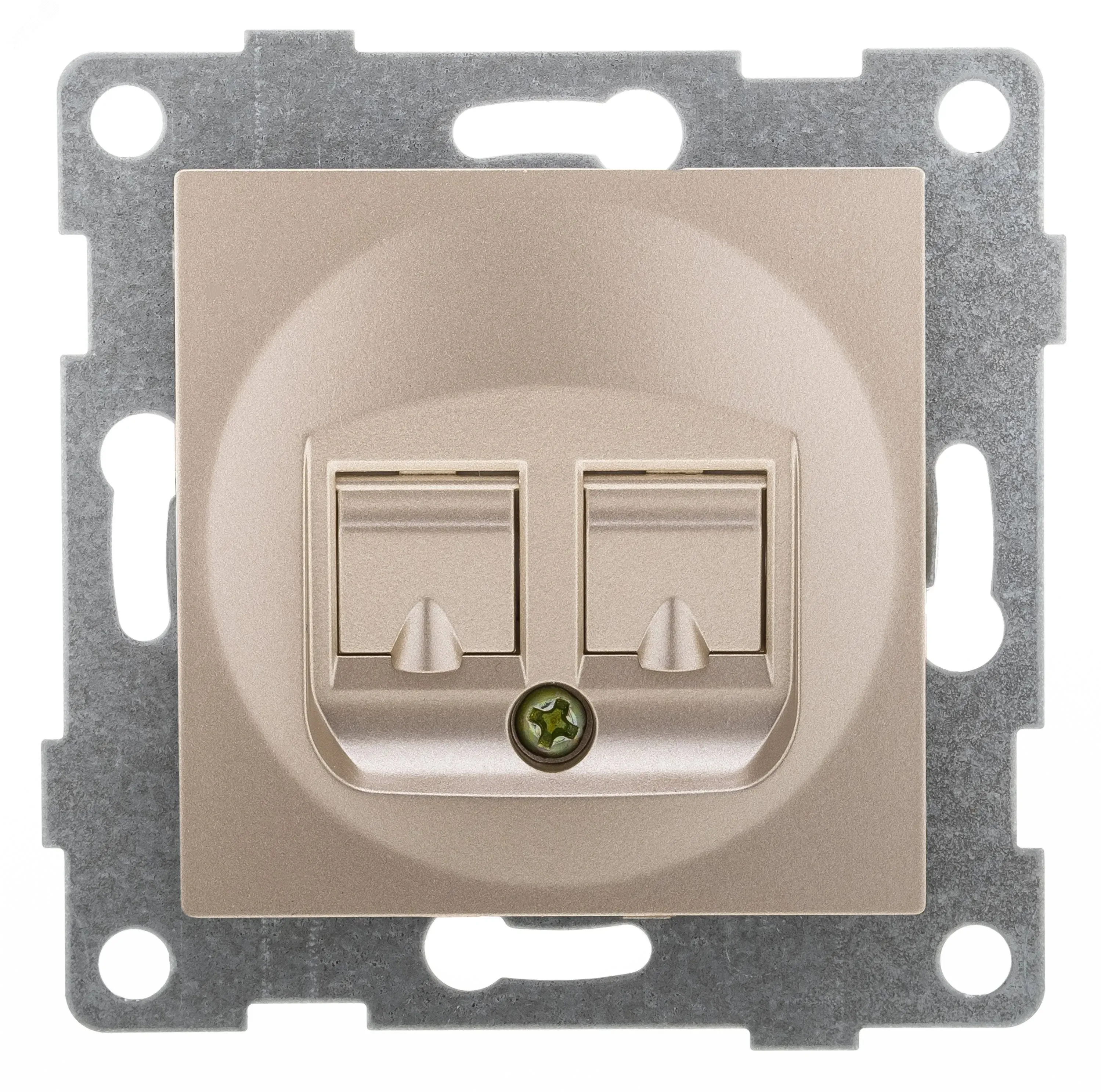 Ugra Розетка телефонная RJ12, двойная, скрытая установка.  шампань GUSI Electric С11Т2-027