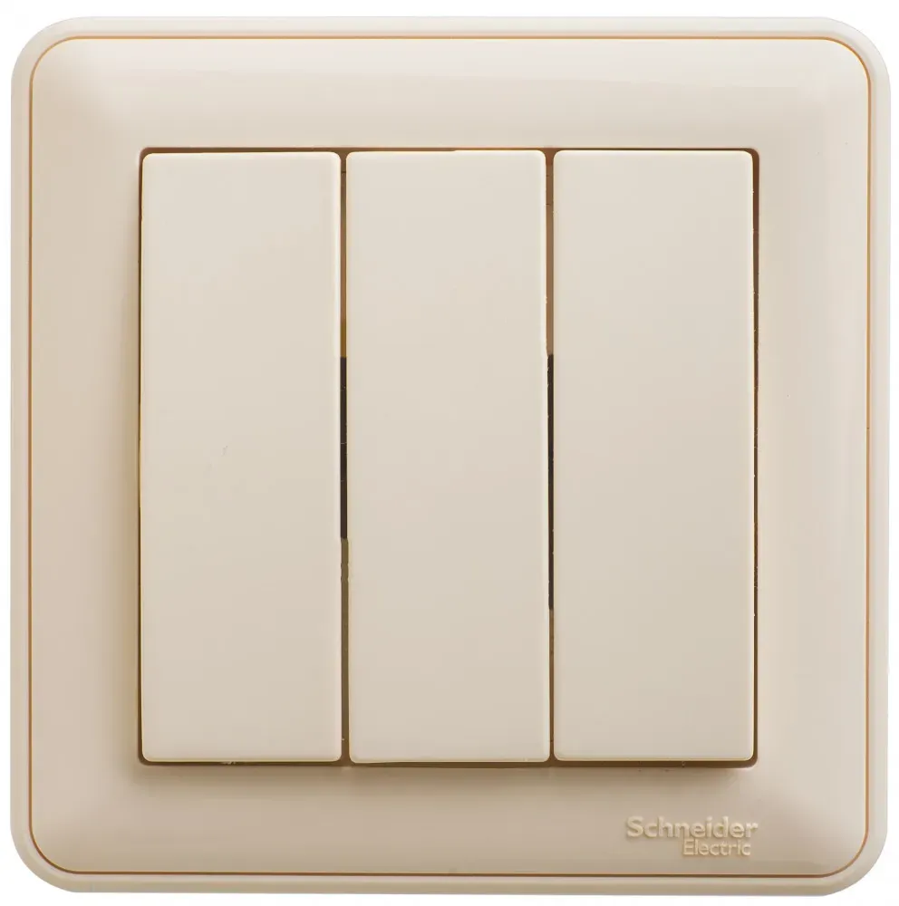 W59 Выключатель трехклавишный, 10АХ, в сборе, слоновая кость SE (Потенциал) VS0510-351-28