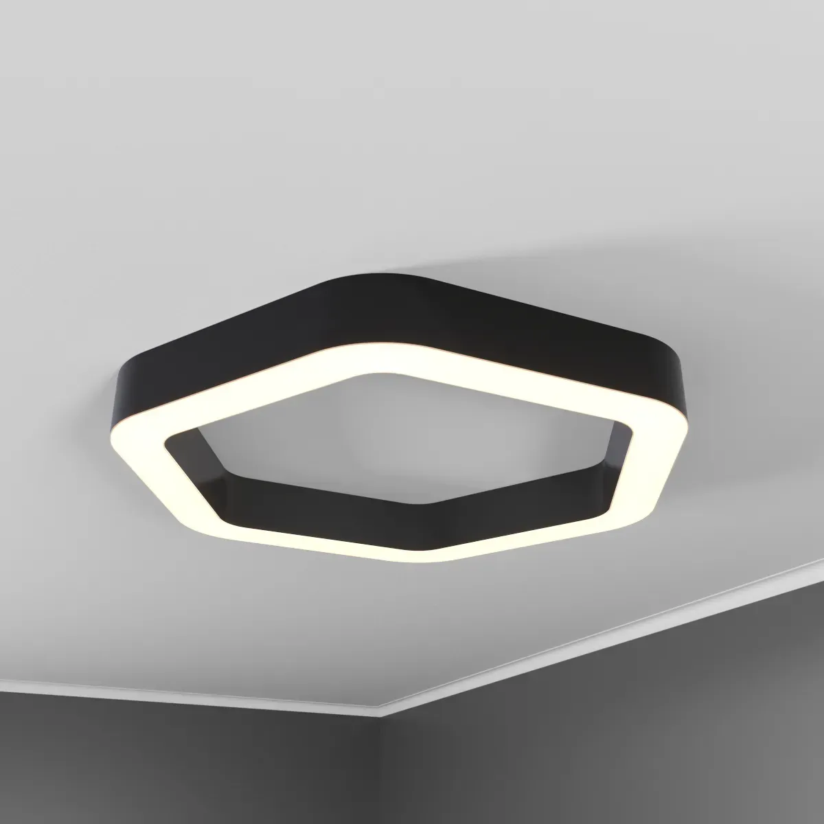 Светильник светодиодный RVE-LBX-HOLE-HEXA-SOFT-500-N (Шестиугольник закругл. с отв. 500х460х100мм S80мм 30Вт Накладной 4000К Белый) RVElektro RVE00001497