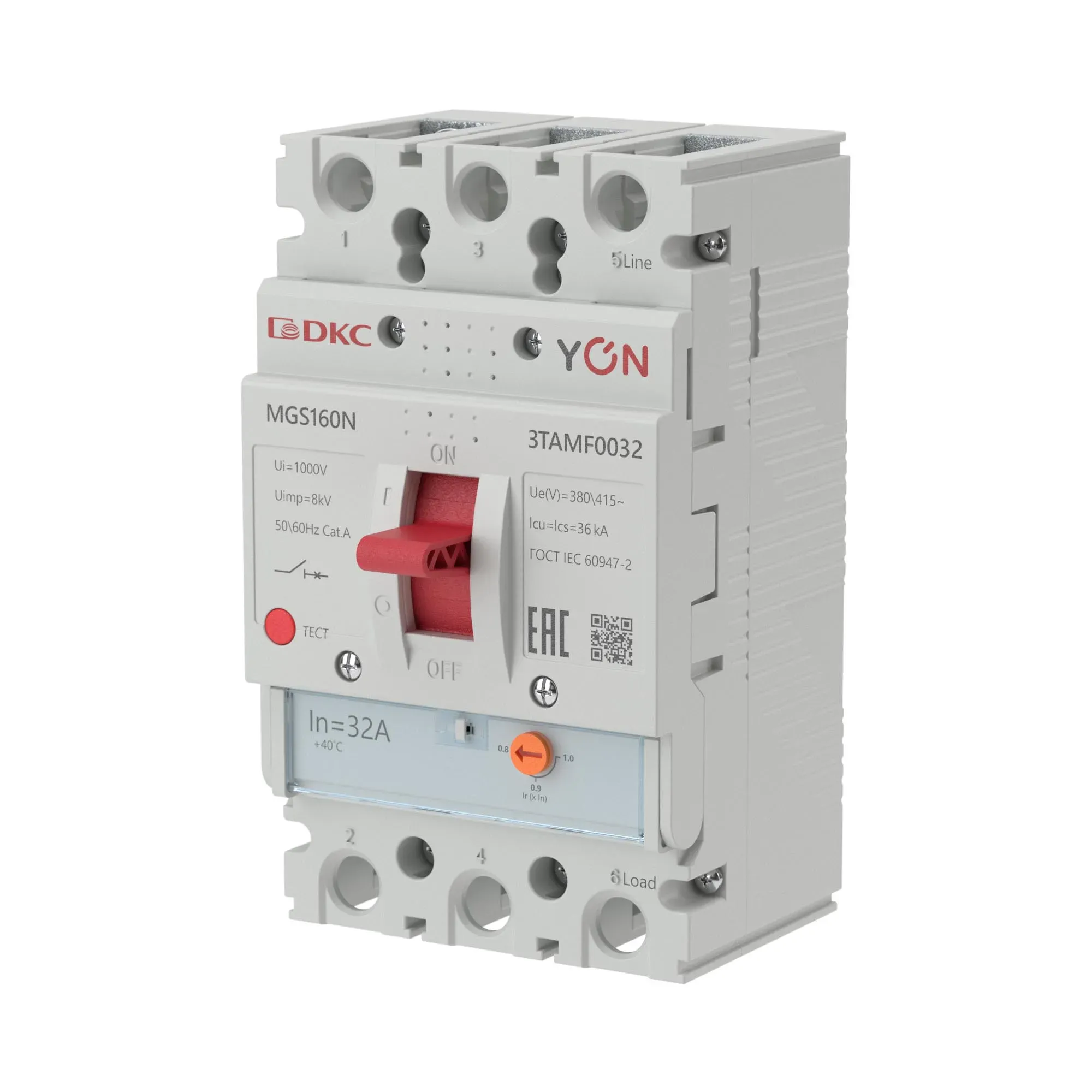 Выключатель автоматический yon mgs160 3p 25,6-32a 36ka ДКС MGS160N-3TAMF0032