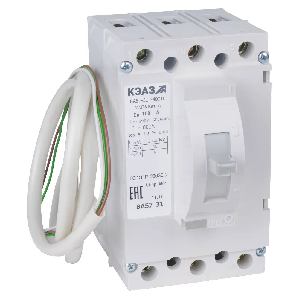 Выключатель автоматический ва57-31-341810-100а-400-690ac-нр230ac/220dc-ухл3 КЭАЗ 108476