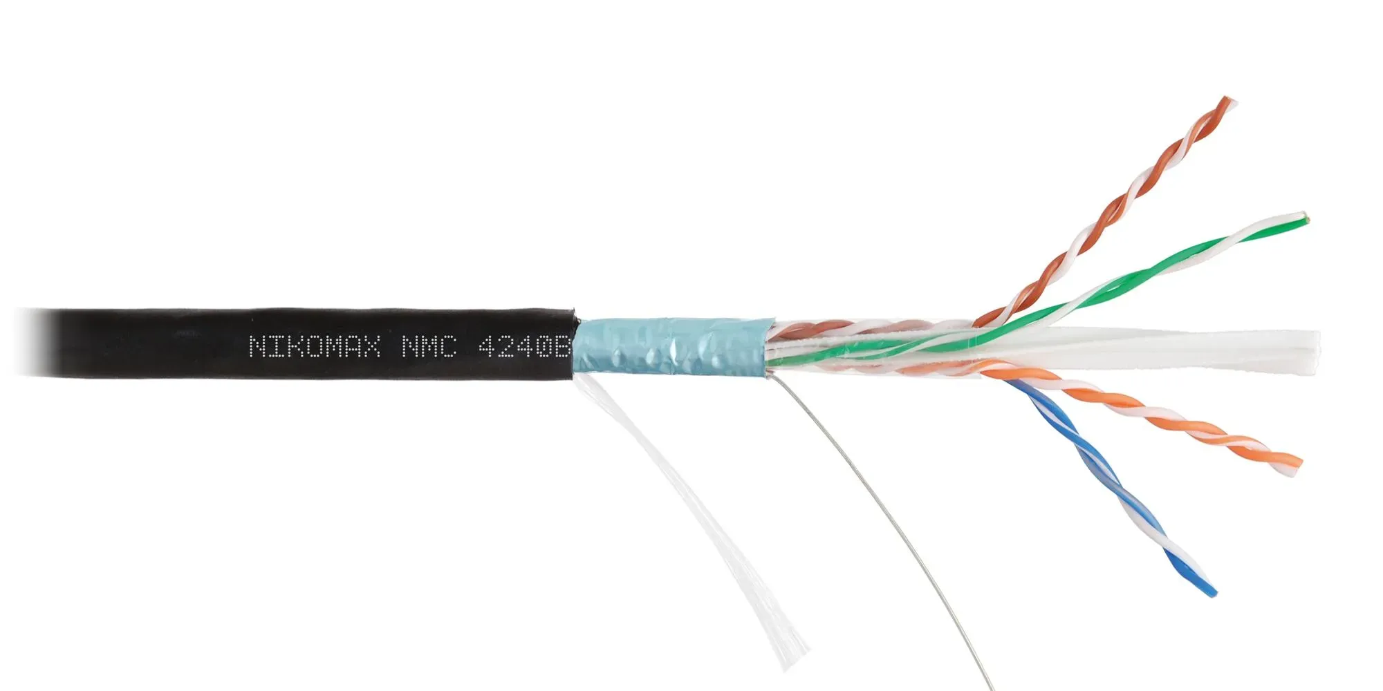 Витая пара F/UTP 4 пары Кат 6 solid BC AWG23 (0.55мм) OUT PE черный 305м