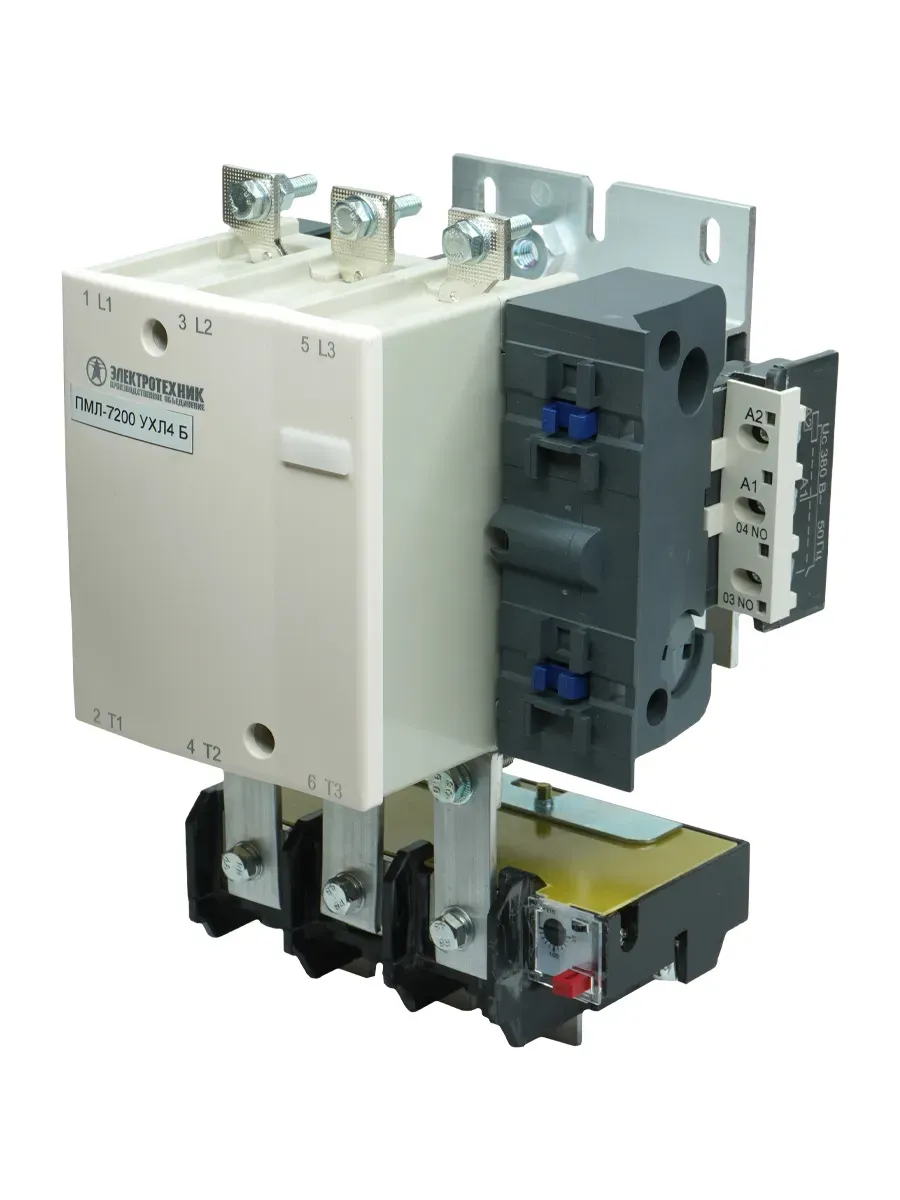 Пускатель электромагнитный ПМЛ-7200 УХЛ4 Б, 220В/50Гц, 1з, 250А, нереверсивный, c реле РТТ327 221-260А, IP00 Электротехник ET011558