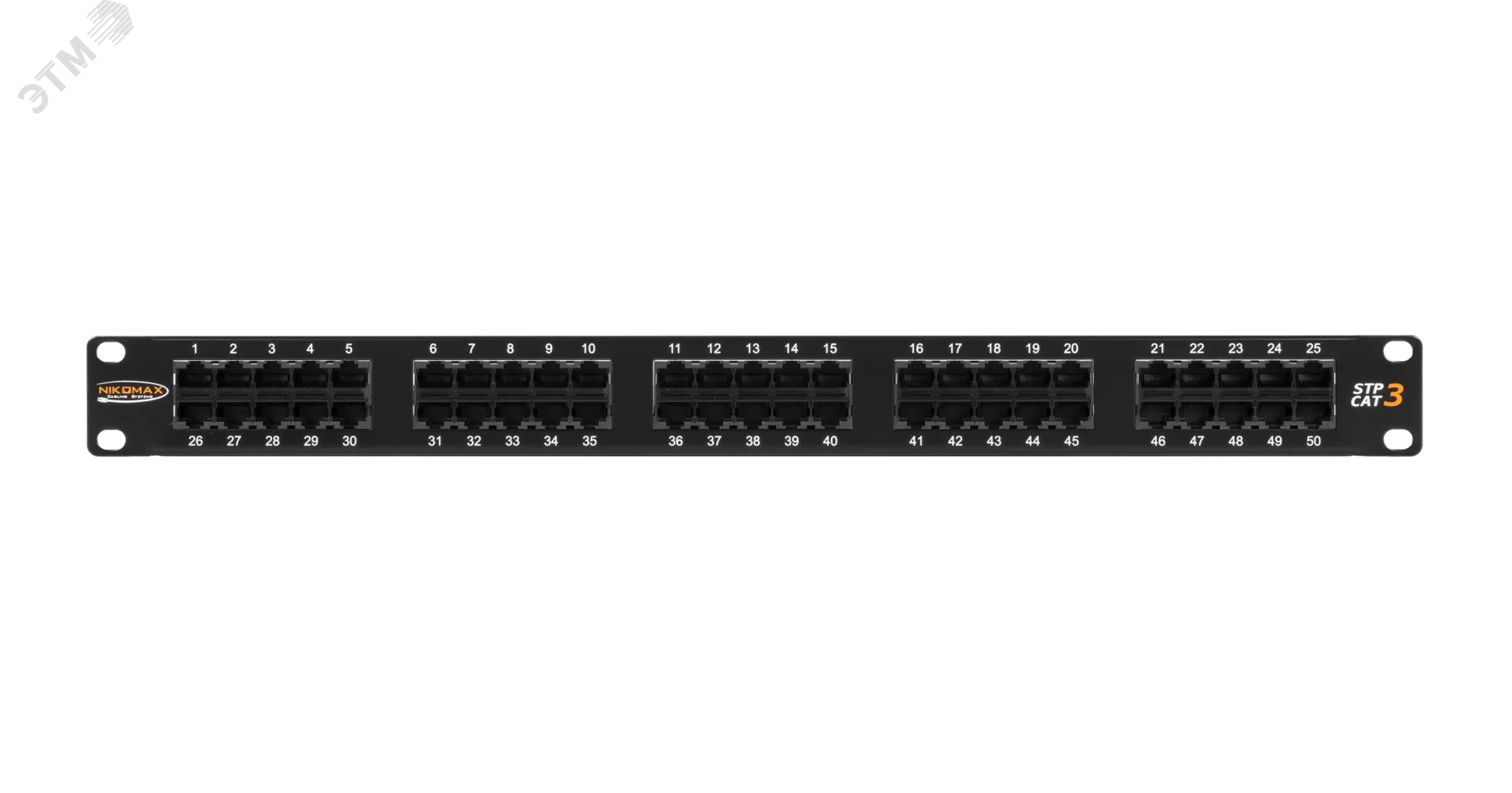 Патч-панель 19'' 1U телефонная 50 портов Кат 3 RJ45/8P6C черная