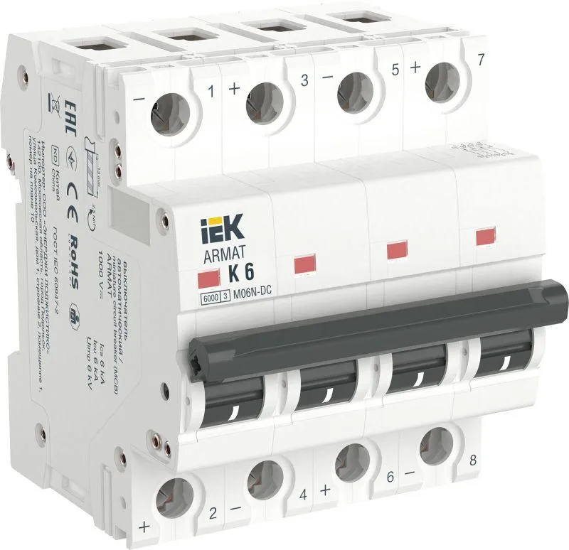 Armat автоматический выключатель m06n-dc 4p k 6а iek IEK AR-M06N-4-K006DC