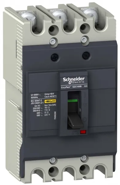 Выключатель автоматический трехполюсный EZC100 7.5 KA/400 В 3T 60 A SE (Schneider) EZC100B3060