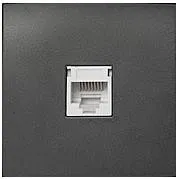 Ecoplast Накладка с суппортом розетки компьютерной и телефонной на 1 вход (черный бархат) БЕЗ разъема LK60 Экопласт 866108-0