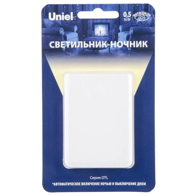 Светильник-ночник-Прямоугольник-1 DTL-320 С фотосенсором (день-ночь) Белый ТМ Uniel UL-00007221