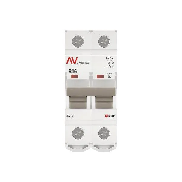 Выключатель автоматический av-6 2p 16a (b) 6ка averes EKF MCB6-2-16B-AV