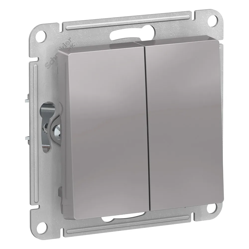 ATLASDESIGN AQUA выключатель двухклавишный, IP44, сх.5, 10АХ, механизм, АЛЮМИНИЙ SE (Потенциал) ATN440351