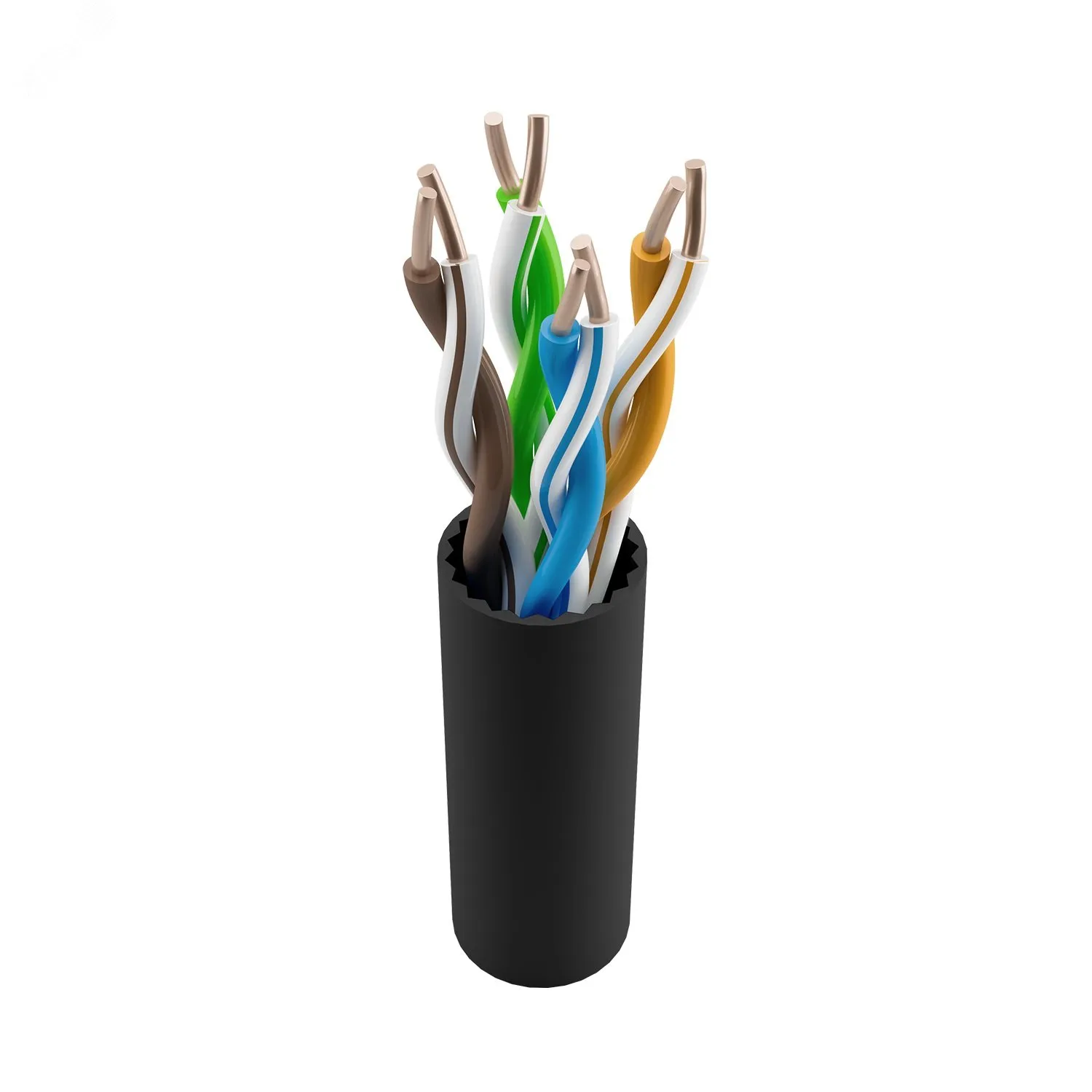 Витая пара U/UTP кат 5e 4 пары 24 AWG одножильный PE внешний черный 305м